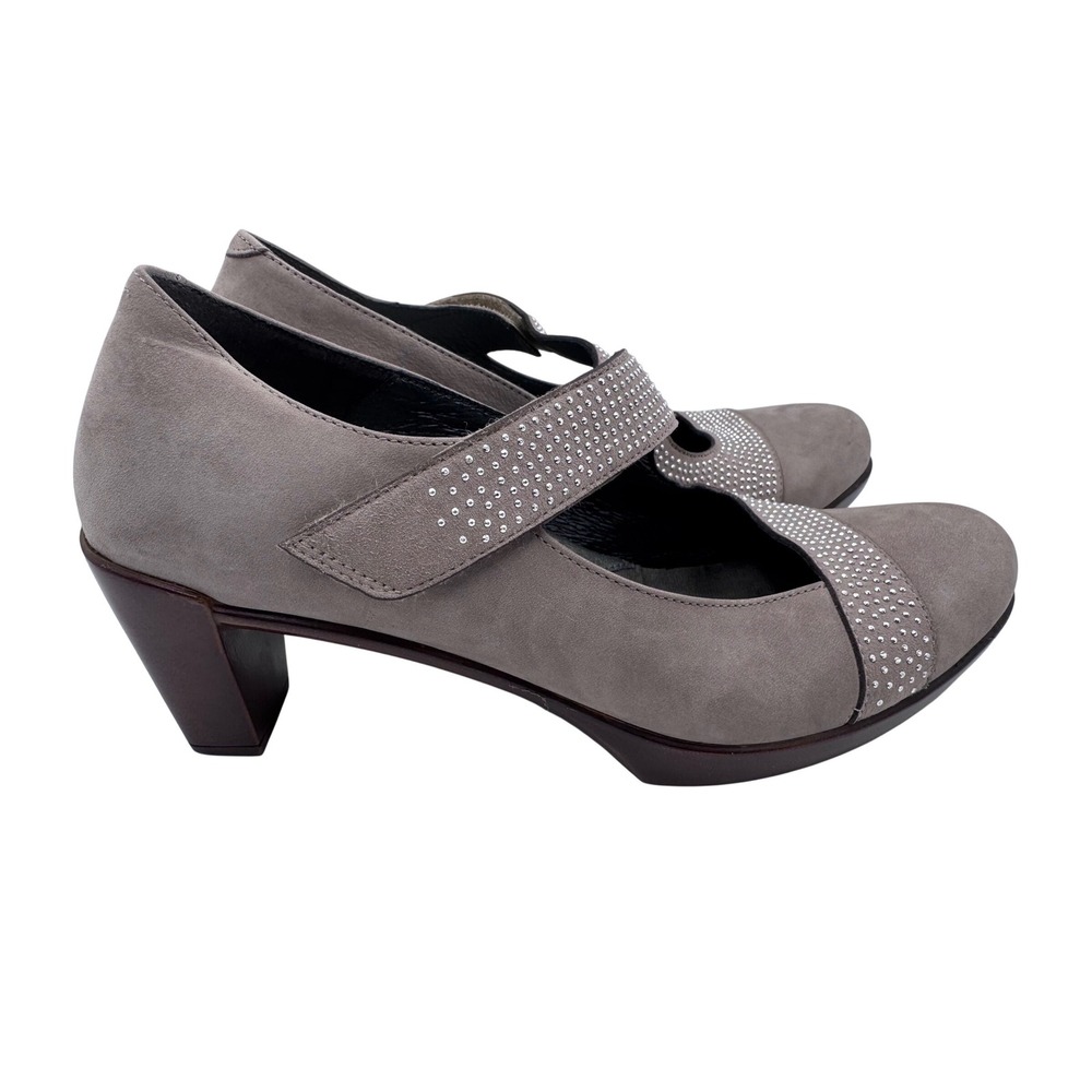 Naot Mary Jane Womens Studded Suede Block Heels Taupe 37 Comfort Boho Minimalist